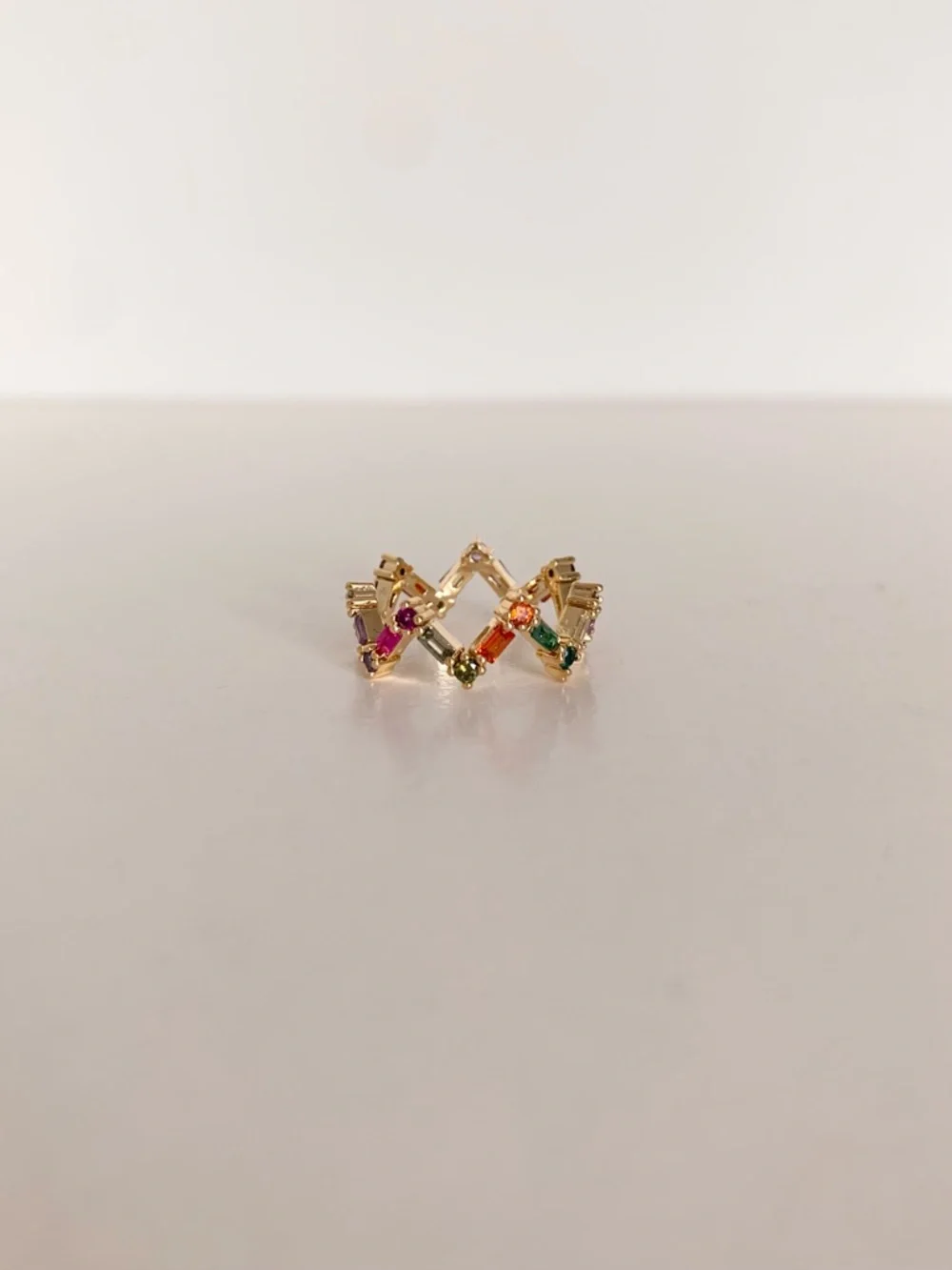 NWOT Gold Multistone Chevron Ring
